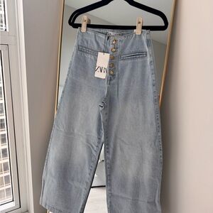 Zara Denim Blue Wide Leg Jeans